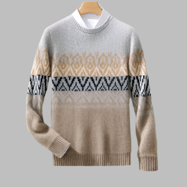 100% Pure Wool Men's Round Neck Knitted Sweater
