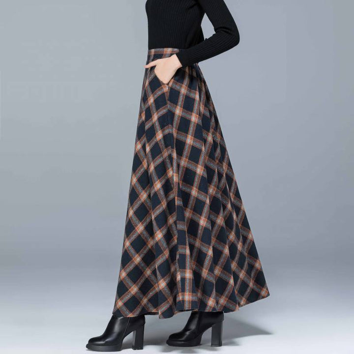 Beautiful high elastic waist long wool skirt