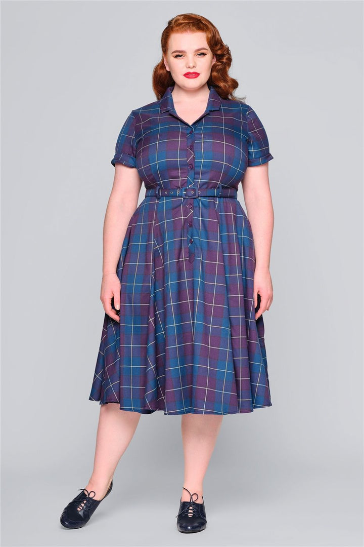 Caterina Retro Plaid Swing Dress