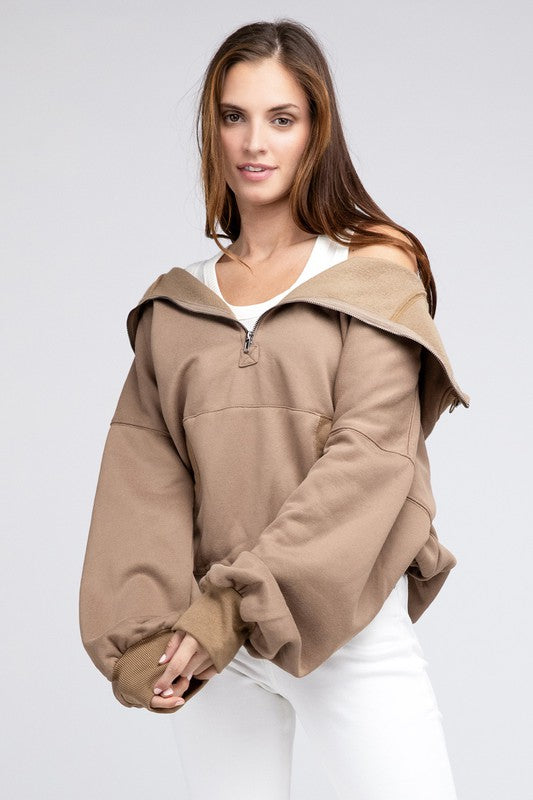 Cozy & Stylish Stitch Detail Hoodie with Elastic Hem