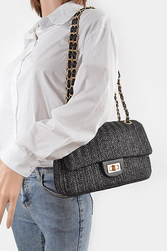 Eco-Friendly Faux Straw Fashion Shoulder Bag
