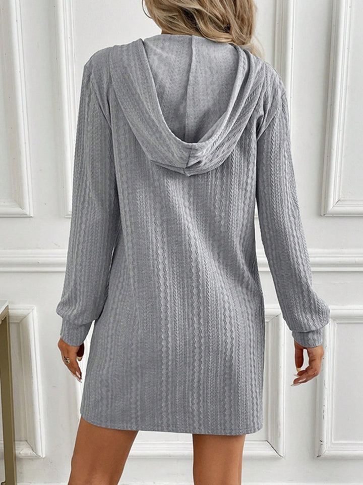 Elegant Long Sleeve Mini Dress with Drawstring Waist