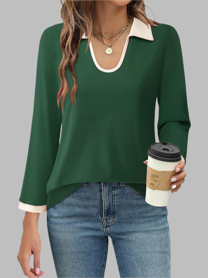 Everyday Essential: Collar Neck Long Sleeve Top
