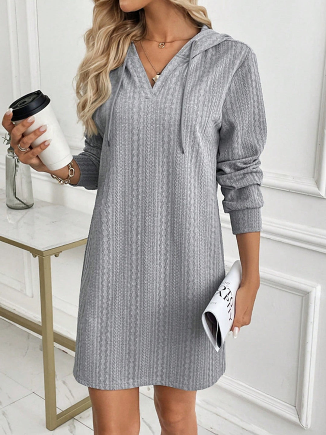 Flattering Long Sleeve Mini Dress with Tie Waist
