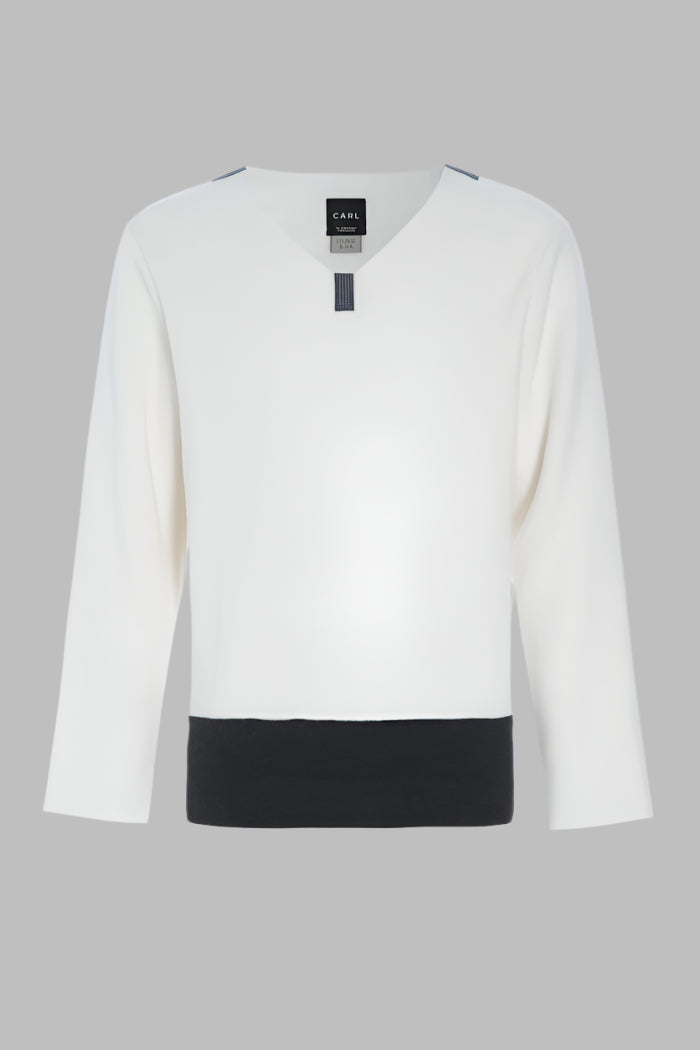 Ivory White/Soft Black Blouse