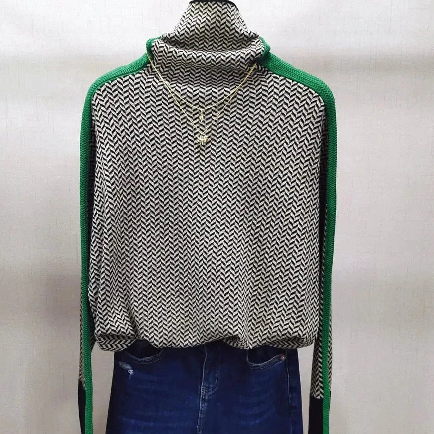 Knitted cardigan with zigzag pattern