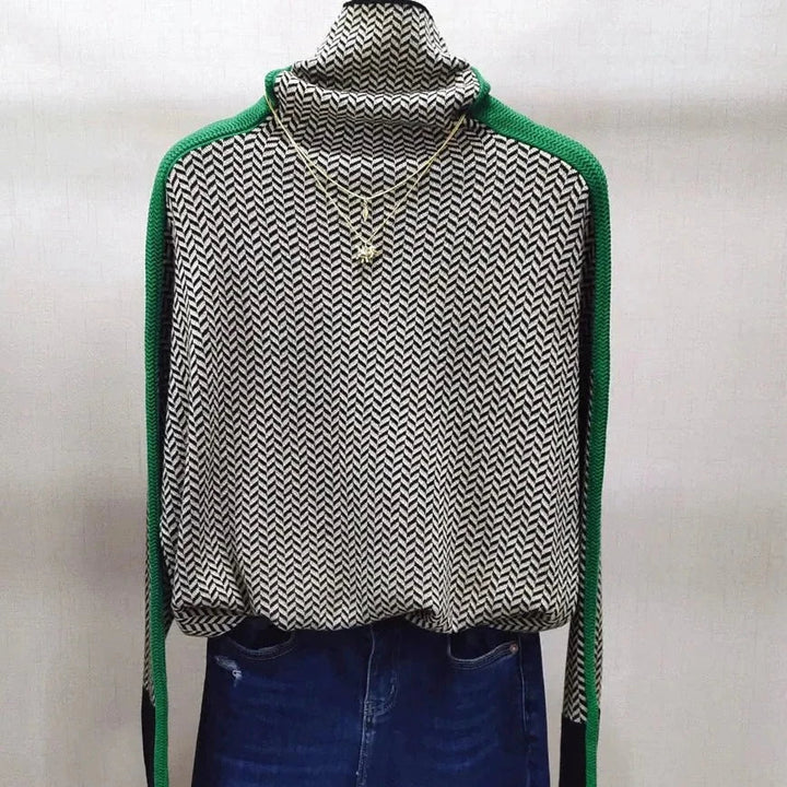 Knitted cardigan with zigzag pattern