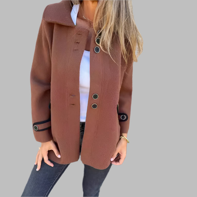 Solid Color Long Sleeve Polo Coat