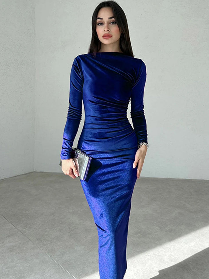 Luxe Long Sleeve Velvet Party Dress
