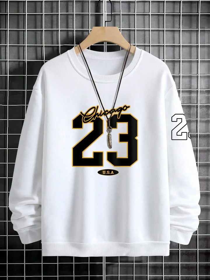 Men’s Street Style Crewneck Sweatshirt – USA Art Letter Design
