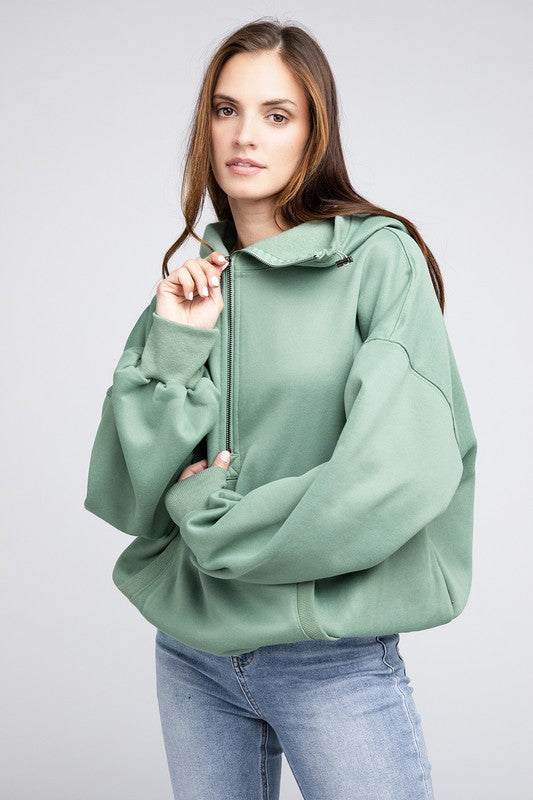 Modern Stitch Detail Elastic Hem Hoodie