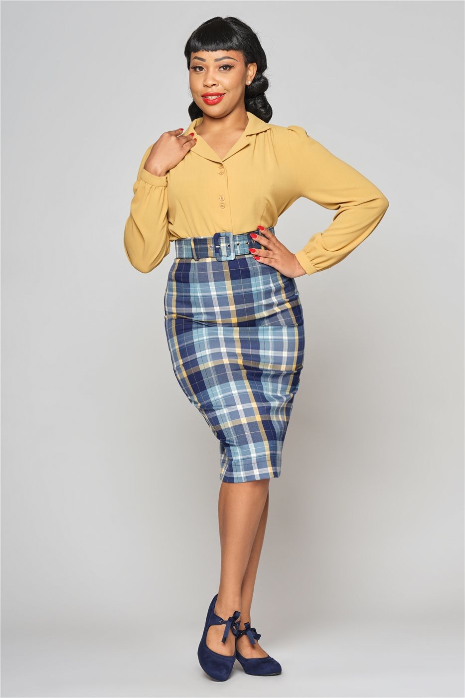 Plaid pencil skirt 