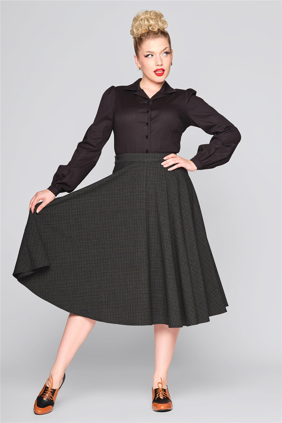 Professor Vintage Checkered Midi Skirt