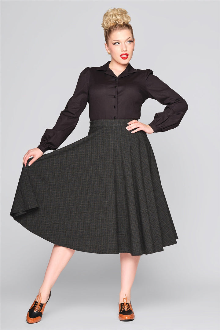 Professor Vintage Checkered Midi Skirt