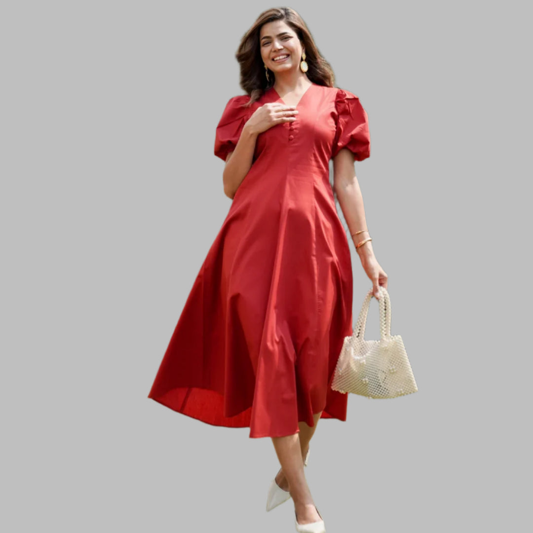 Red summer maxi dress