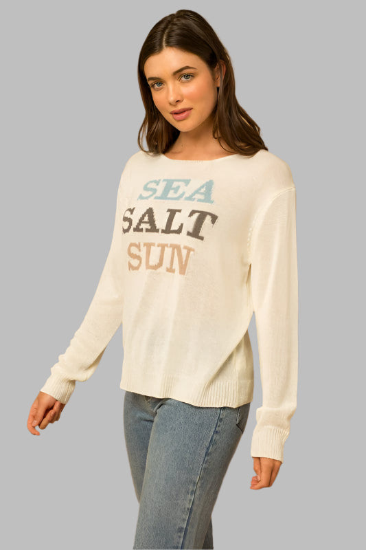 Sea Salt Sun Long Sleeve Sweater – Cozy Round Neck Knit