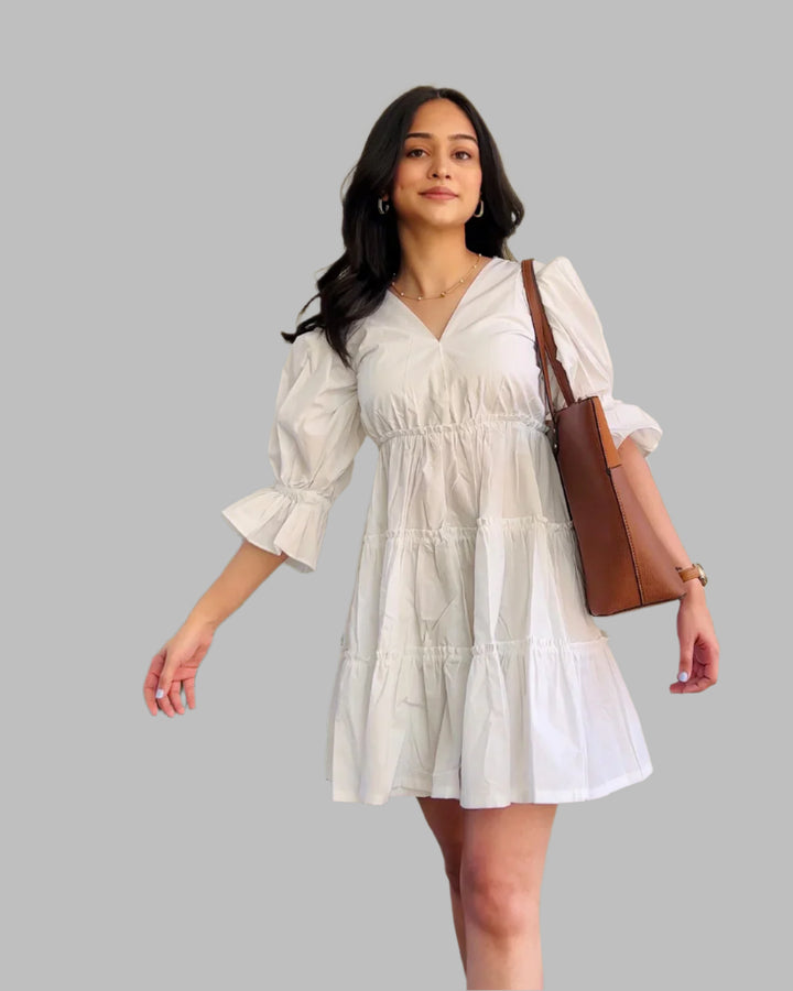 Short white cotton dress