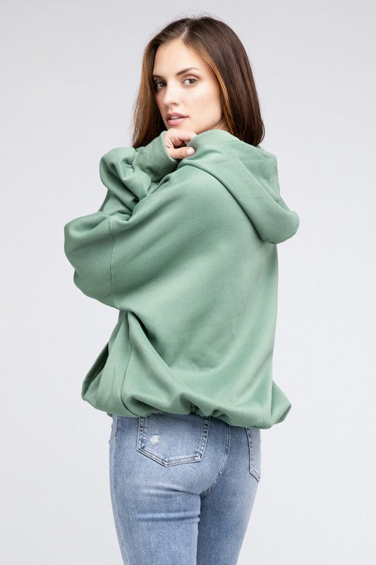 Soft Stitch-Detailed Hoodie with Elasticized Hem