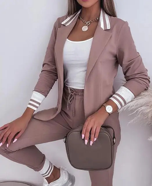 Spring-Ready Double-Breasted Blazer and Trouser Suit