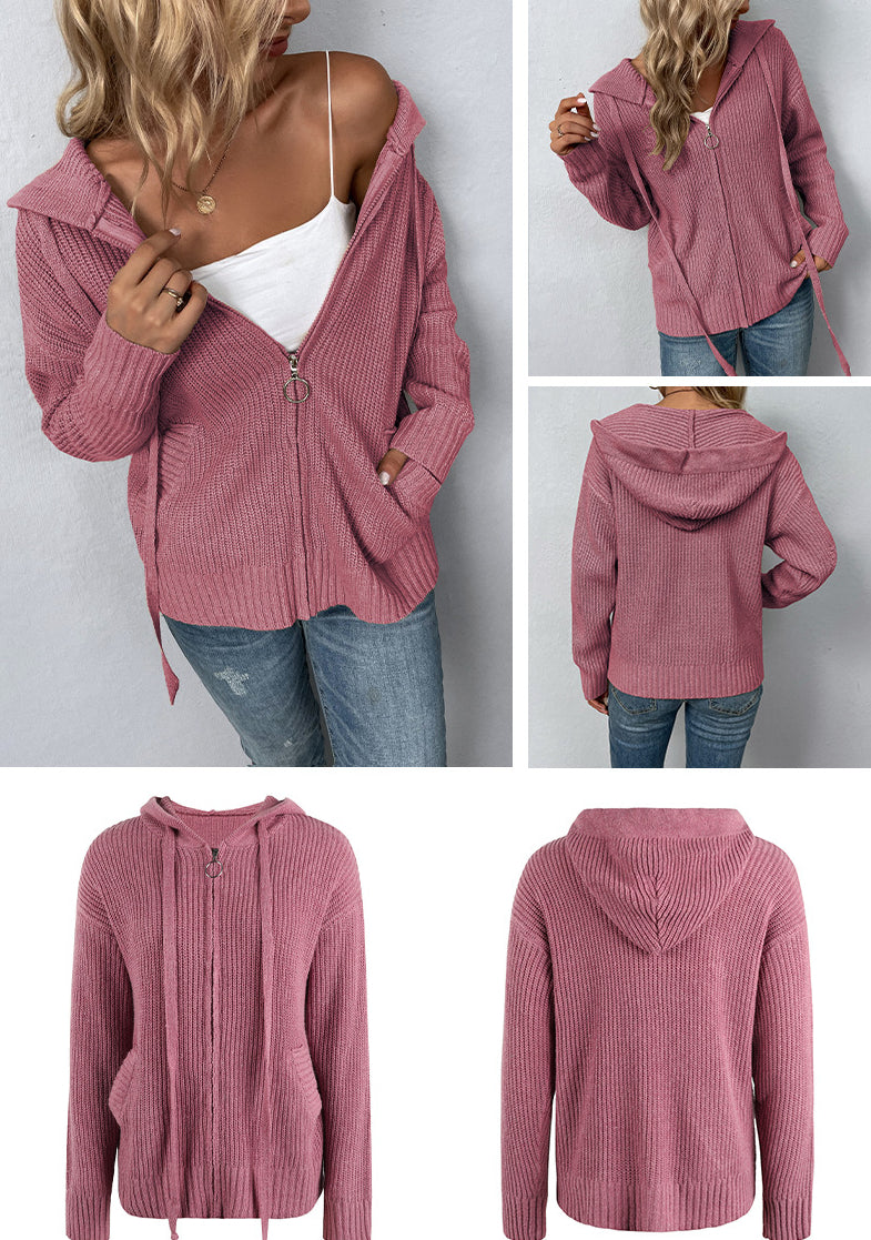 Women's Spring Knitted Zipper Coat