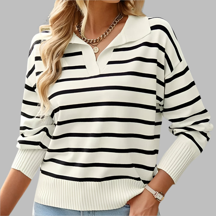 Striped knit polo jacket