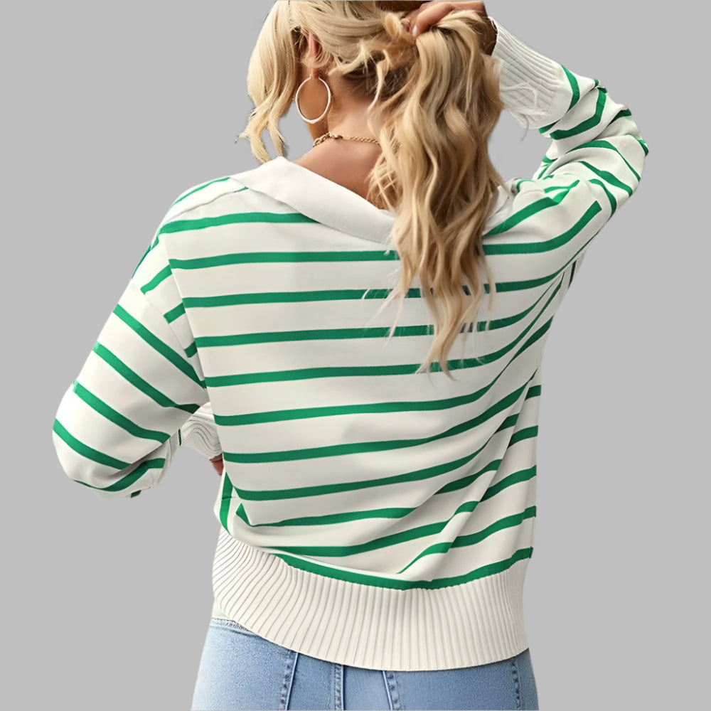 Striped knit polo jacket