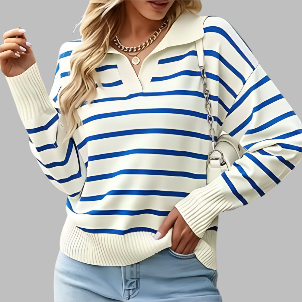 Striped knit polo jacket