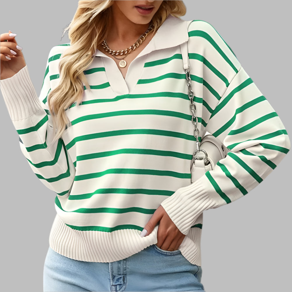 Striped knit polo jacket