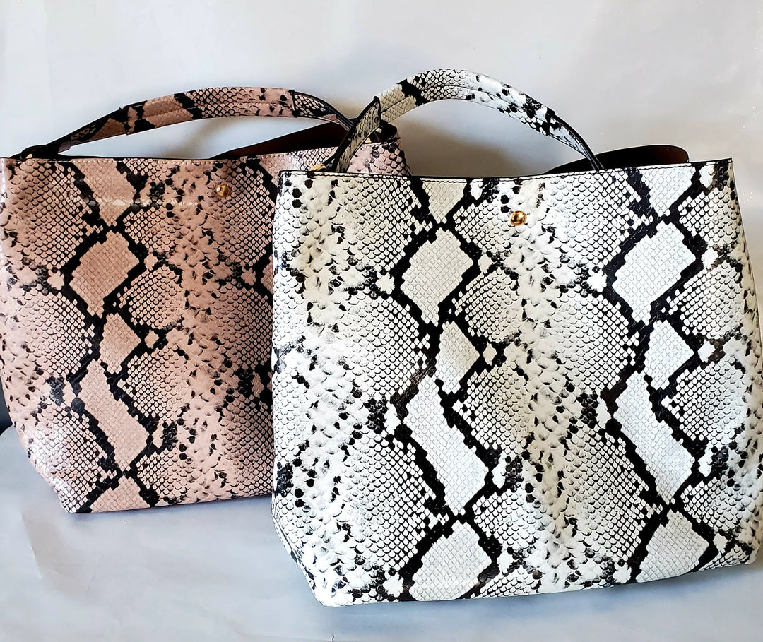 Stylish Faux Snake Print Handbag