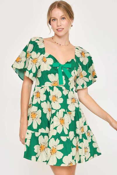 Sun-Kissed Daisy Print Mini Dress