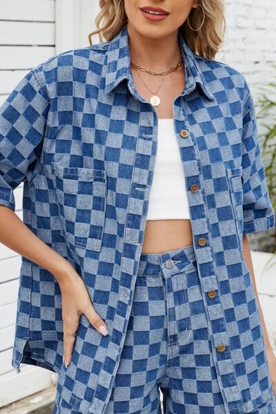 Timeless Checkered Denim Button-Up