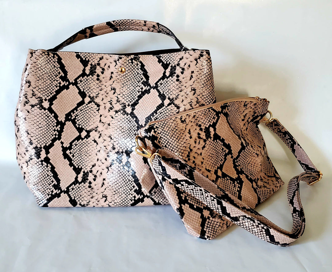 Trendy Faux Snake Skin Shoulder Bag
