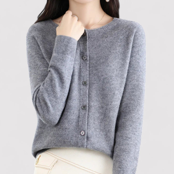 Women's Open-Neck Wool Cardigan