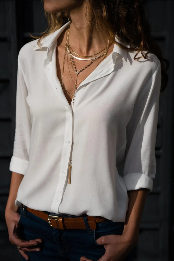 Women's Spring Plain Chiffon Blouse