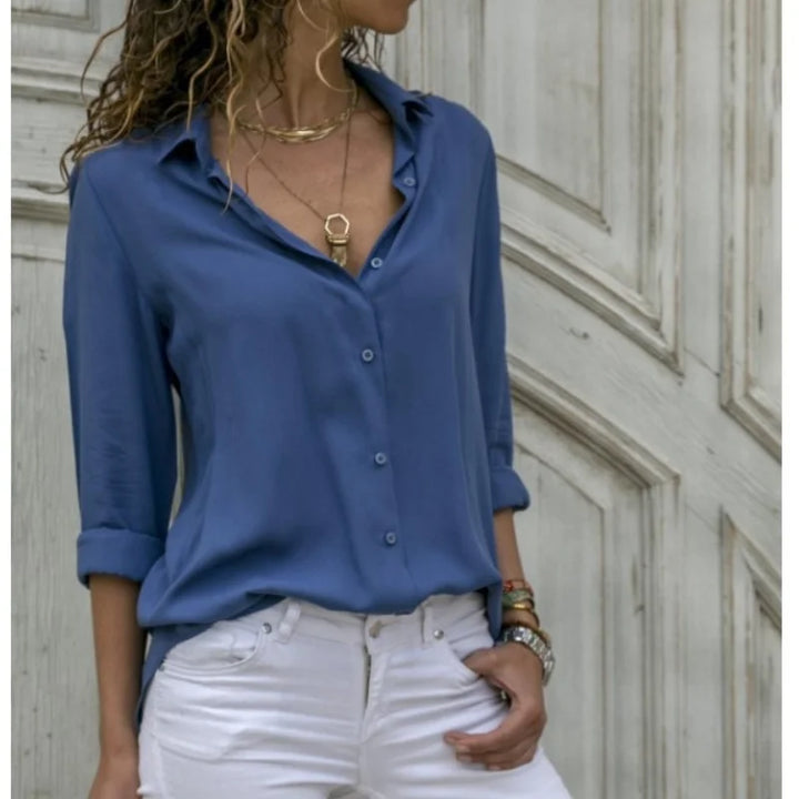 Women's Spring Plain Chiffon Blouse