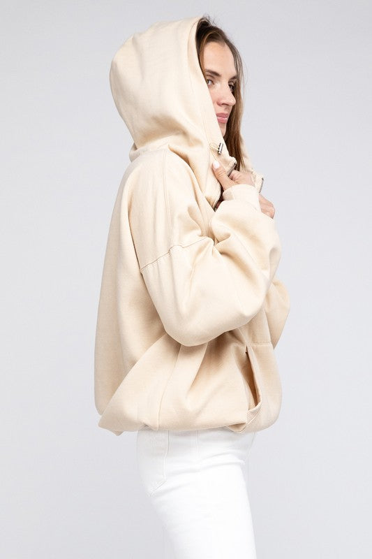 Stitch-Detail Elastic Hem Hoodie for a Cozy Look